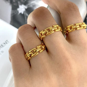 

Timeless Wonder Brass Geo Chained Arrow Statement Rings Women Jewelry Punk Kpop Gothic Boho Designer Ins Top Cocktail Kpop 7566