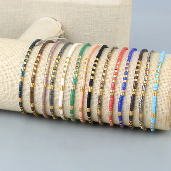 

10pcs/lot Boho Stacking Friendship Braided Bracelet Handmade Beaded Strand Adjustable Thin Wristband Bangle for Women