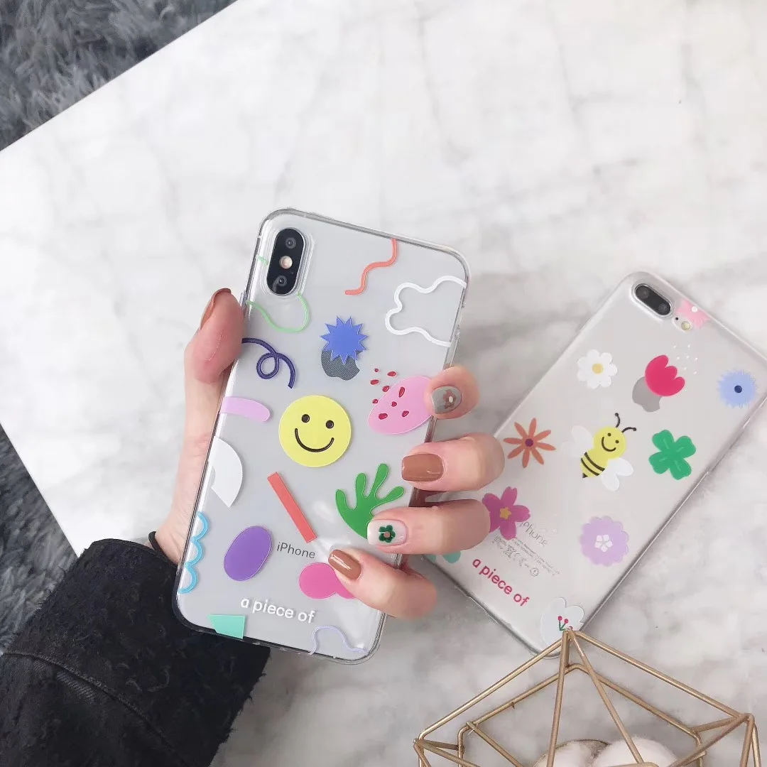 INS Korea super fire cute smile honey mobile phone case for iphone Xs MAX XR X 6 6s 7 8 plus simple and clear TPU back cover |