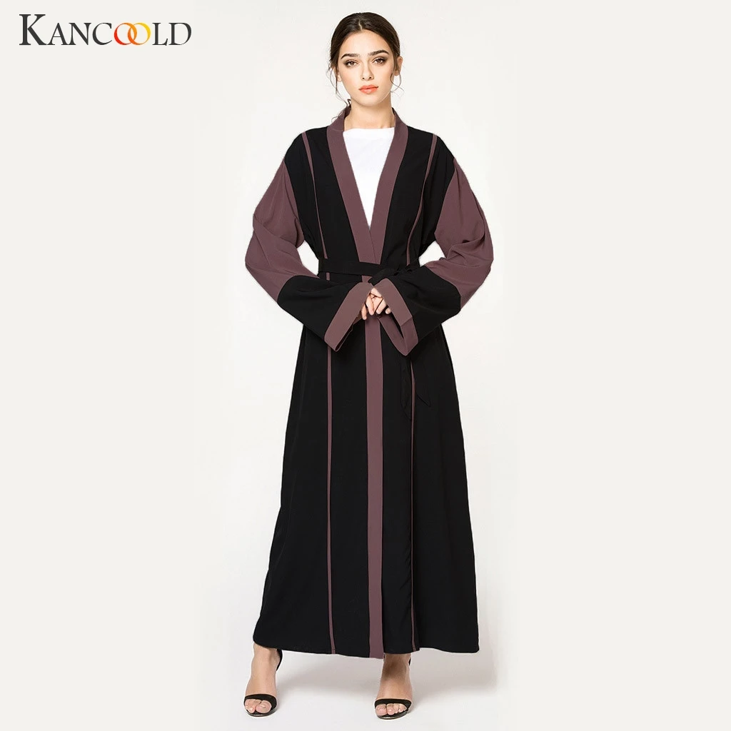 KANCOOLD Мусульманский национальный халат с вышивкой, платье с длинными рукавами, Турецкая туника, Дубай, Катар, ОАЭ, Исламская одежда