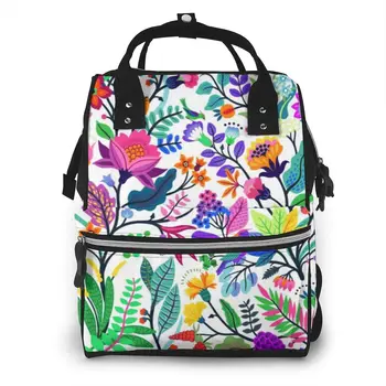 

Floral Bright Flowers Leaves Baby Nappy Changing Diaper Mummy Bag Maternity Backpack Bags Stroller Baby Care Waterproof Backpack