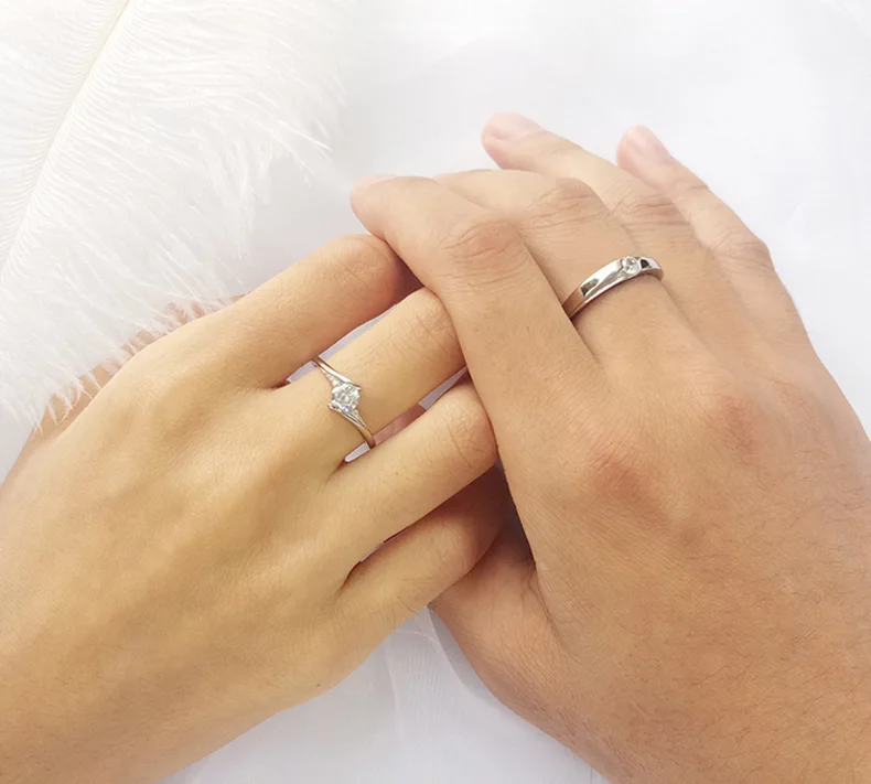 Buyee 925 пробы Серебряное кольцо для влюбленных пар женское 0,5 карат белый циркон роскошное кольцо для мужчин женщин обручальное свадебное ювелирное изделие