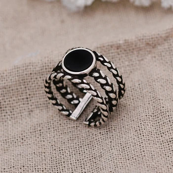 

Original Jewelry New Arrival 100% 925 Sterling Silver Round Black Resin Ladies Ring Promotion Gift Never Fade