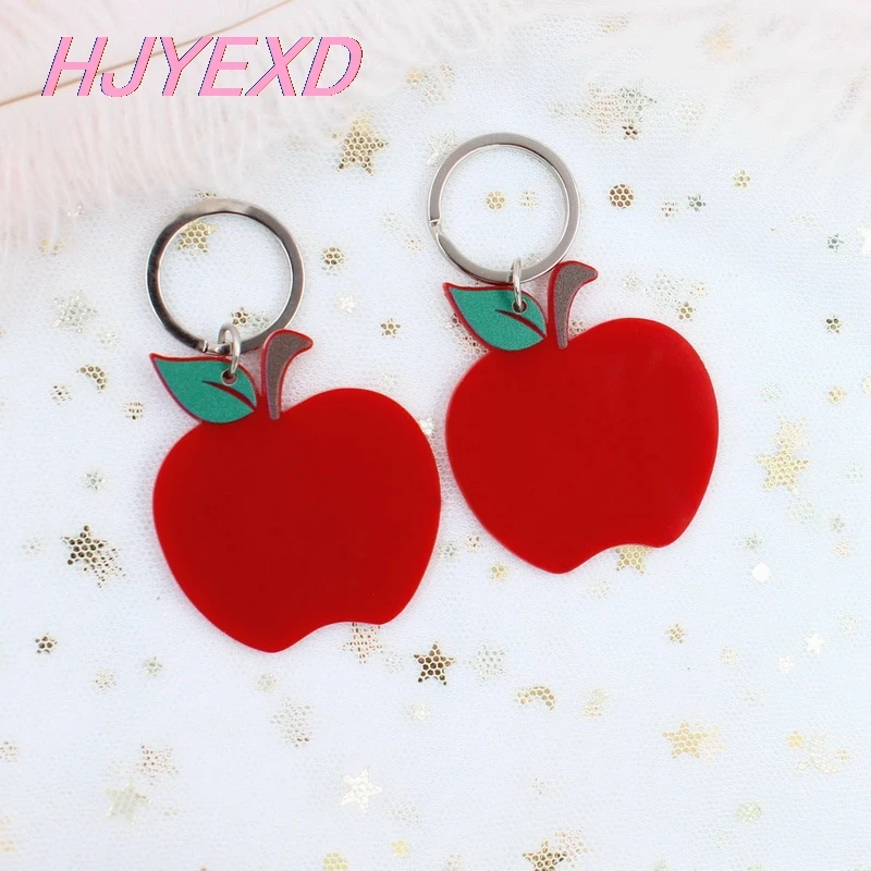 (1piece) Blank Apple Apple Keychain With Ring Red Acrylic School