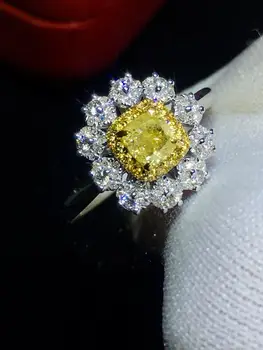 

Fine Jewelry Real Pure 18 K Gold 100% Natural Yellow Diamond 0.38ct Wedding Engagement Female Rings for Women Fine Diamonds Ring