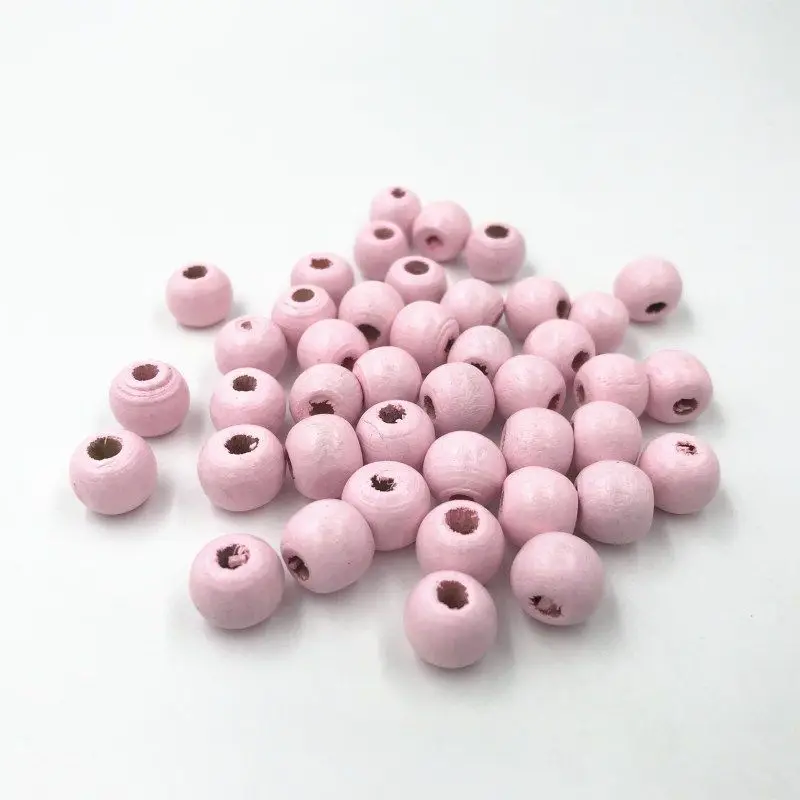 Light pink-200pcs DIY 200 шт деревянные бусины Круглые шарики деревянные бусины для сосок, зажим, аксессуары 10 мм - Цвет: Light pink-200pcs
