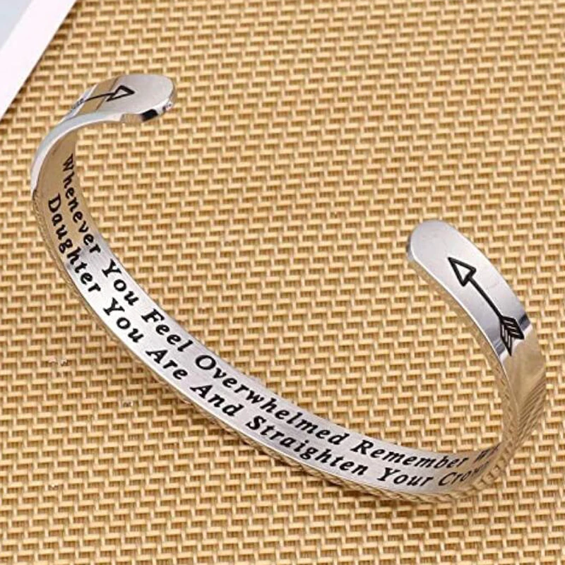 Whenever You Feel Overwhelmed Remember Whose Straighten Your Crown Bracelet Engraved Inspirational Bangle Gift for Mom Daughter bangle bracelet