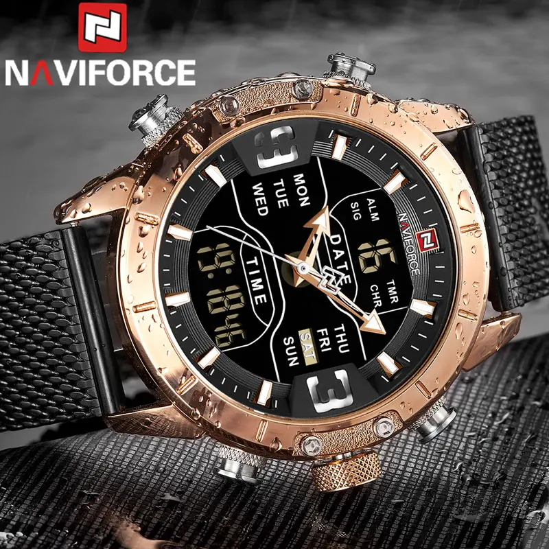 

NAVIFORCE 9153 Mens Watches Top Brand Fashion Sport Watch Male Waterproof Quartz Digital Led Clock Military Army Man Wristwatch