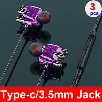 

3pcs 3.5mm Type C Colorful In-Ear Earphone TPE Bass Headset Stereo Earbuds Ear Phone with Wired Mic for Xiaomi Phone