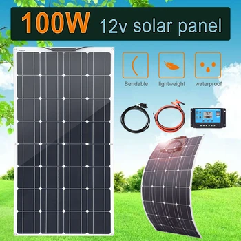 

solar panel fleixble 100w 200w 12V solar charger panel solar 20A/10A Solar Controller for Car RV Boat Home Roof caravan Camping