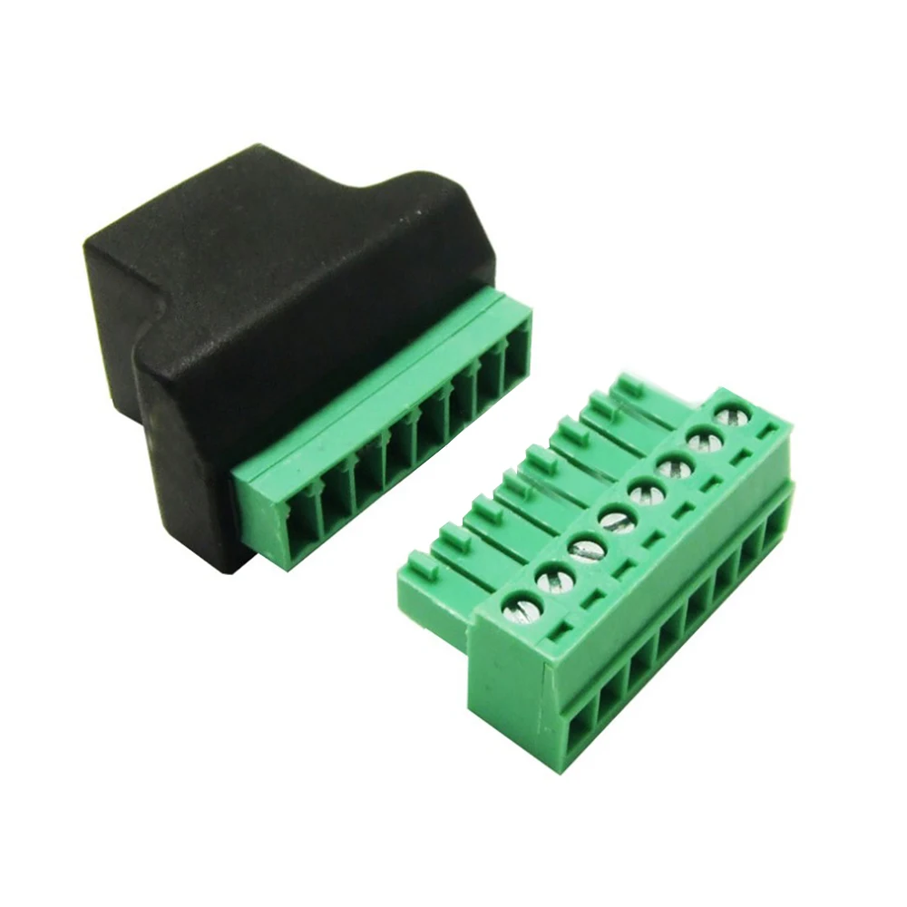 1PCS RJ45 With Shielded Socket Connector 8P Network Port Female To 8P 8C PVC Metal Green Terminal Connector afbeelding