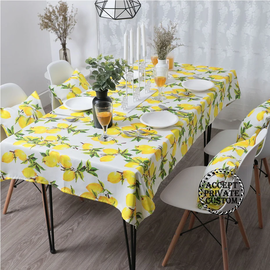 

Korean Waterproof Table Cloth Lemon Geometric Elk Polyester Tablecloth Dinning Kitchen Table Cover Home Decor Desktop Cover