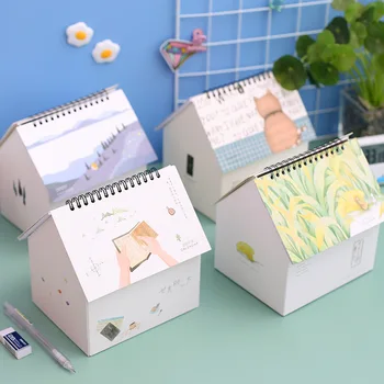 

Creative Paper House Storage Box Desktop Debris Storage Multifunctional Notepad Calendar Message Board Office Supplies