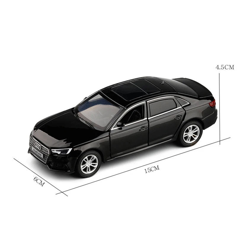 Модель автомобиля Audi A4 из сплава под давлением Спортивная черная белая со