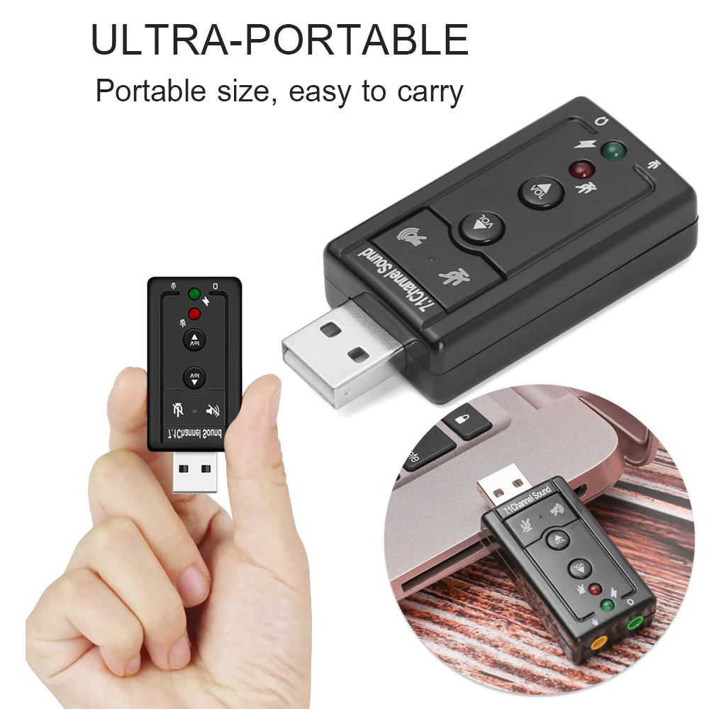 7,1 внешняя звуковая карта USB к разъему 3,5 мм наушники 3D аудио адаптер микрофона Звуковая карта для ПК настольного ноутбука