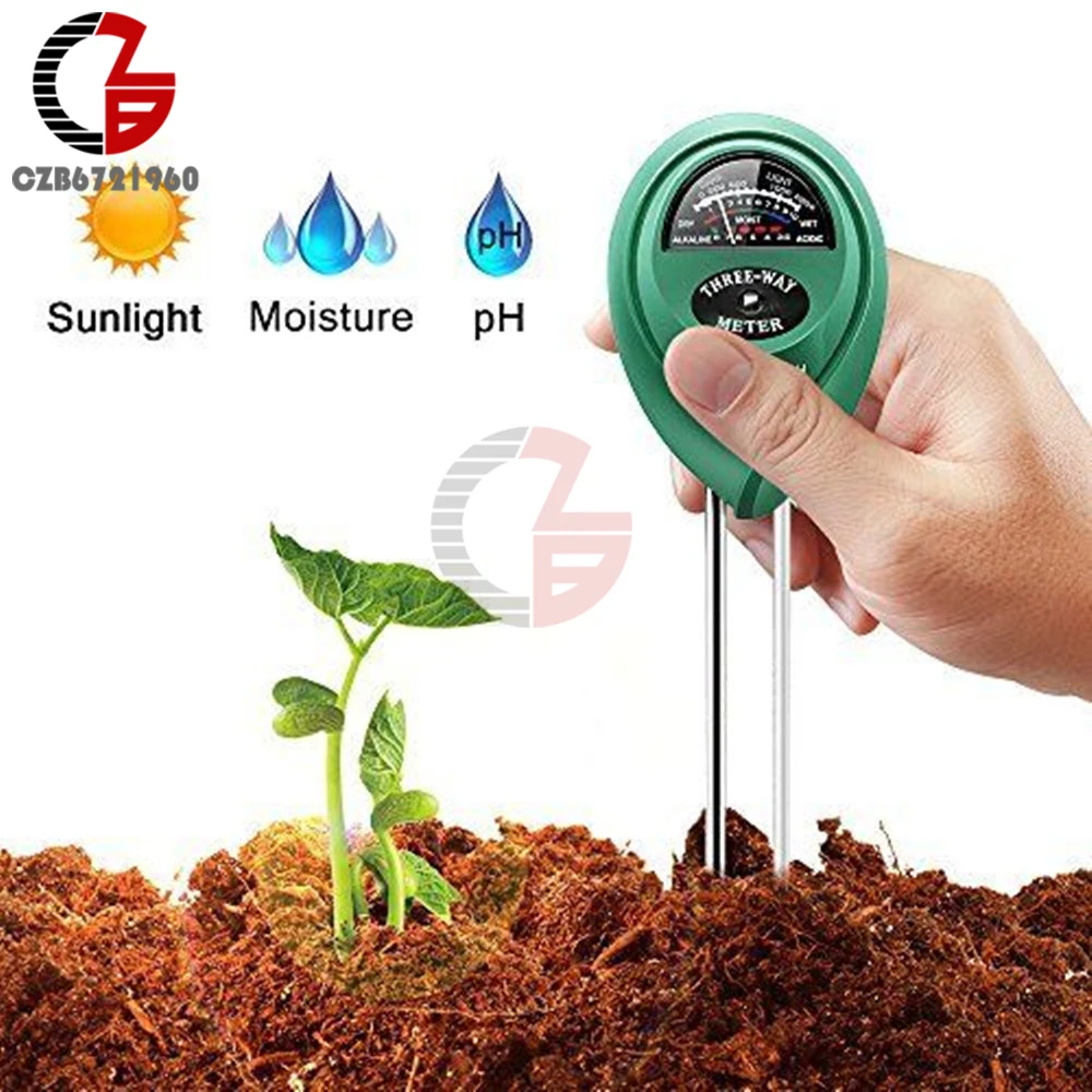 Medidor de PH del suelo 3 en 1, medidor de PH de la luz solar, Sensor de humedad del suelo para flores de jardín, Detector de PH de humedad y acidez de las plantas