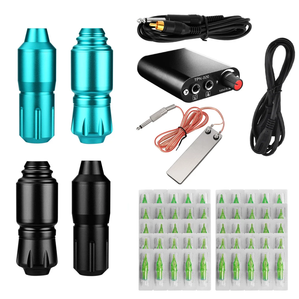 

Beginner Tattoo Machine Kit Professional Complete With Tattoo Machine Pen Mixed Needle Tattoo Power Supply Tattoo Grip Cover