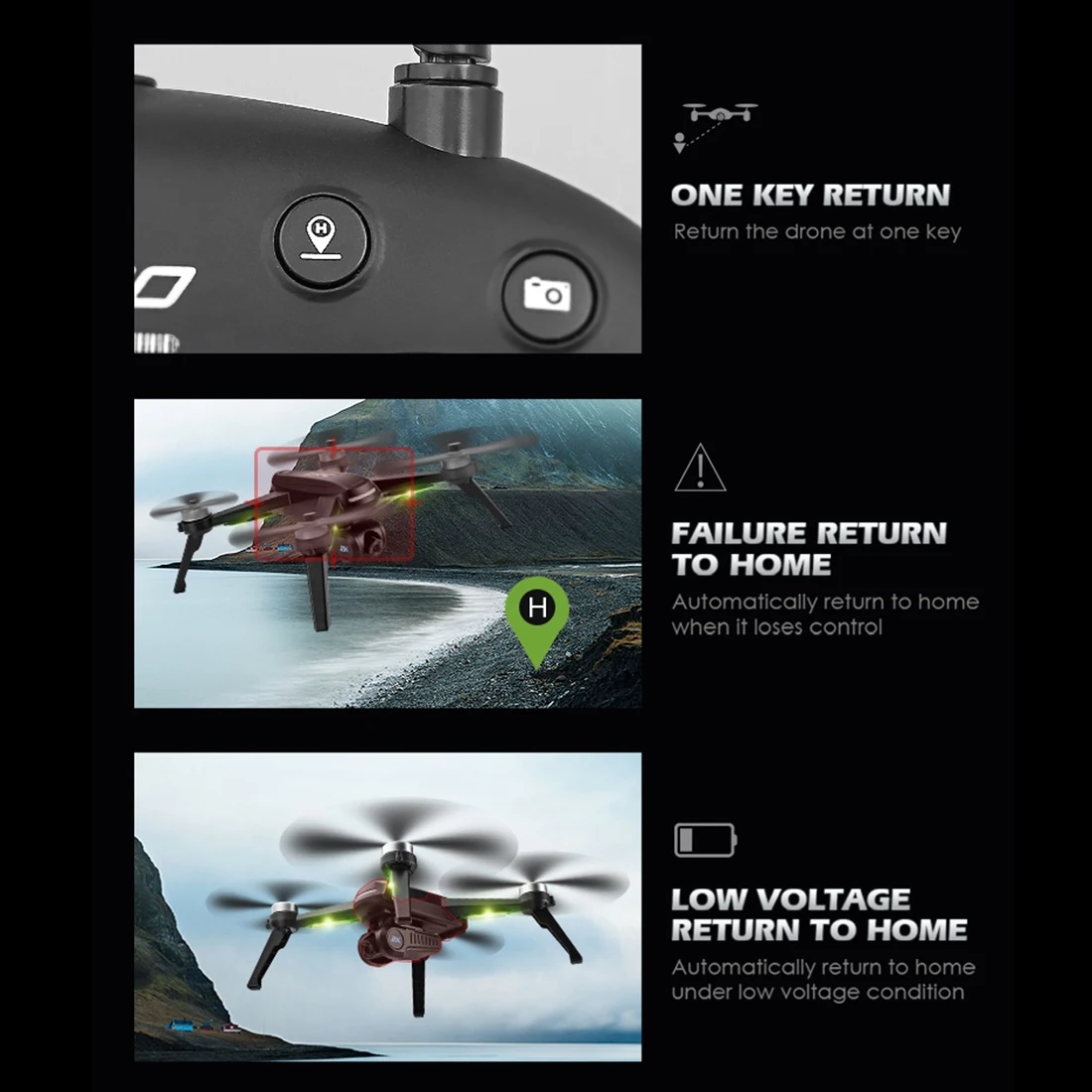 HOBBYINRC для JJRC X5 2K HD RC Квадрокоптер gps позиционирование дрона 5G wifi в реальном времени изображения Дрон с передачей-черный