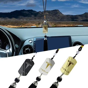

LQY car accessories interior in the car rearview mirror pendant metal for tesla model 3 s x trunk sunshade Decoration