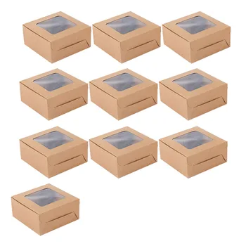 

10PCS Kraft Box Food Cake Muffin Box Cup West Point Packaging Box Wrapping Bag Paper Gift Box