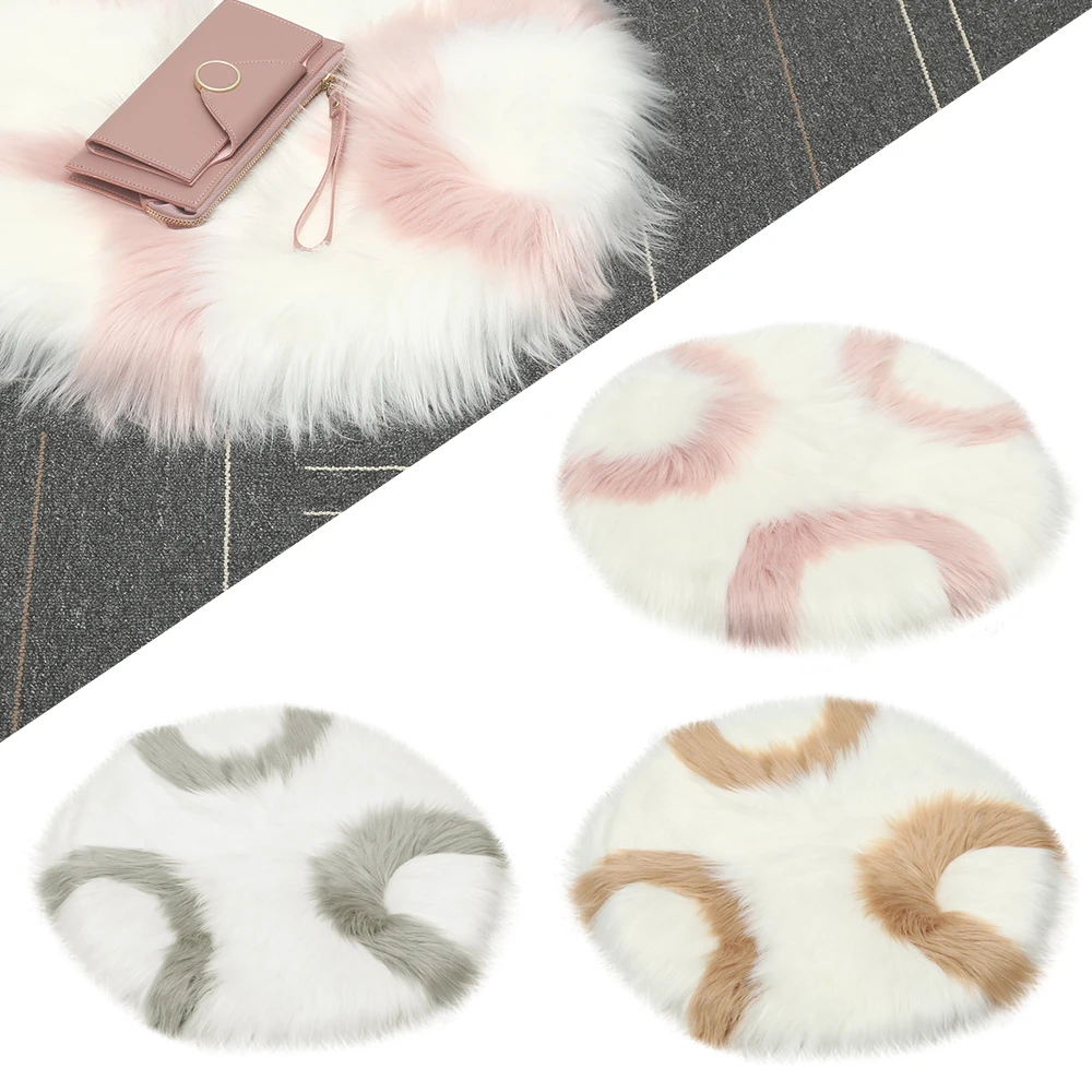 Круглые плюшевые Нескользящие домашние плюшевые коврики для гостиной, спальни, украшения из меха, Длинные Плюшевые коврики для детской комнаты