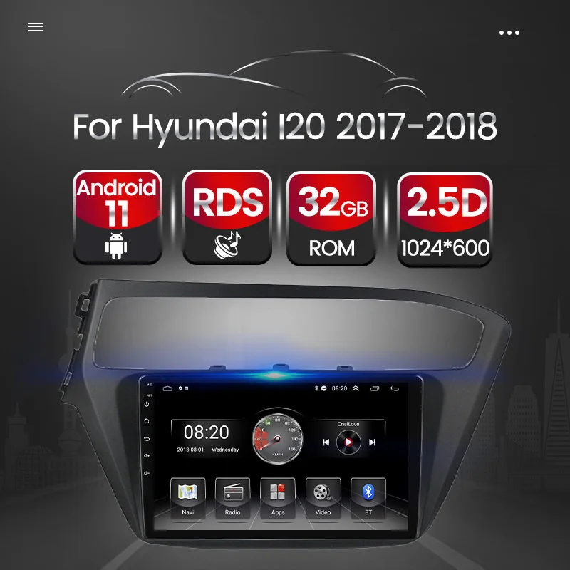 

Android 11 All In One Car Radio For Hyundai I20 2017 2018 Multimedia Vidoe Player FM Carplay Auto GPS Navigation 1024*600 4 Core