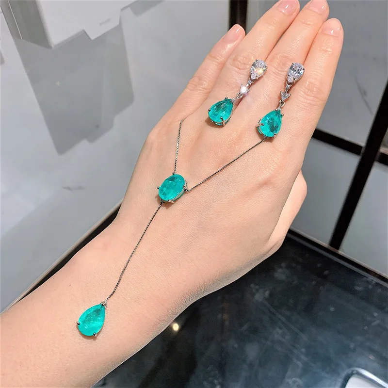 

Funmode Silver Color Blue Water Drop Cubic Zircon Rhinestone For Wedding Bridal Party Jewelry Sets Accessories Wholesale FS256