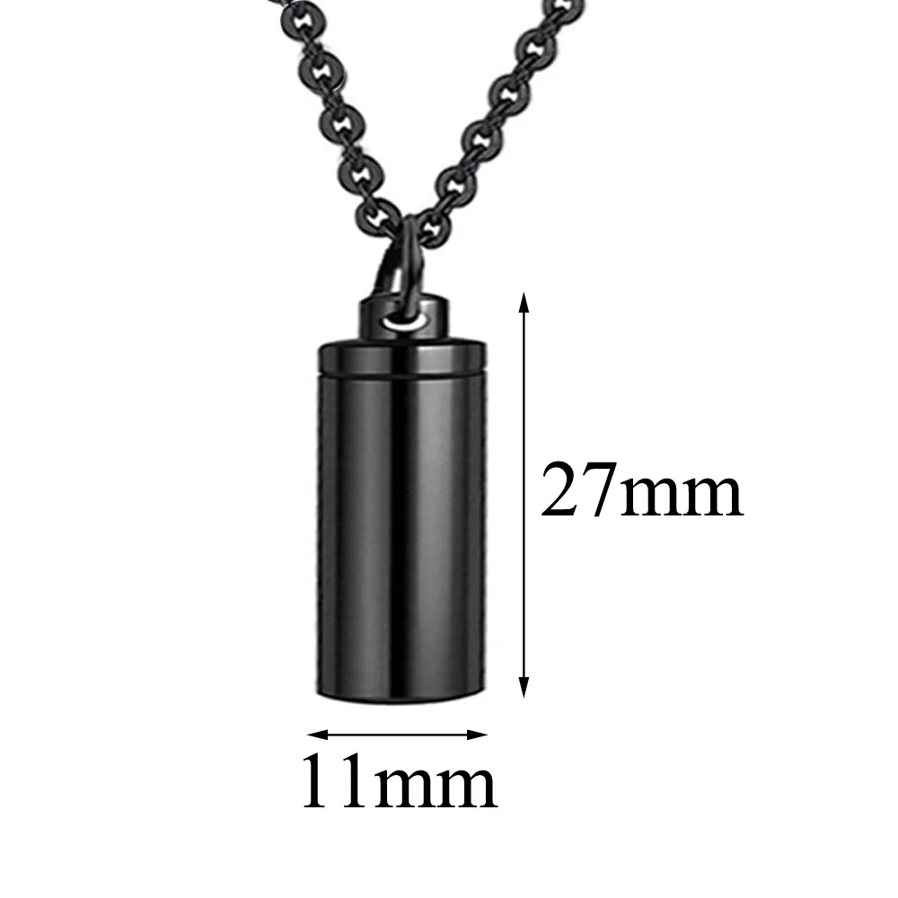 Fashion Memorial Necklace Cylinder Cremation Jewelry Eternity Ashes Urn Keepsake Pendant for Men Women