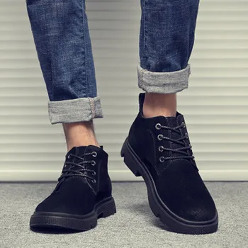 

British Style Men Boots Genuine Leather Martin Men Autumn Boots Water Proof Work Hiking Winter Ankle Shoes Мужские ботинки