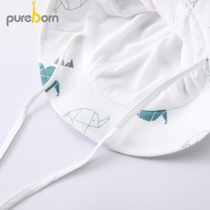 Pureborn, детский солнцезащитный козырек, унисекс, для малышей, Пляжная Панама, хлопковая мультяшная Детская кепка, аксессуары для новорожденных, лето, весна