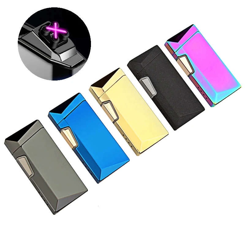 Дуговая зажигалка двойная перекрестная электрическая USB перезаряжаемая