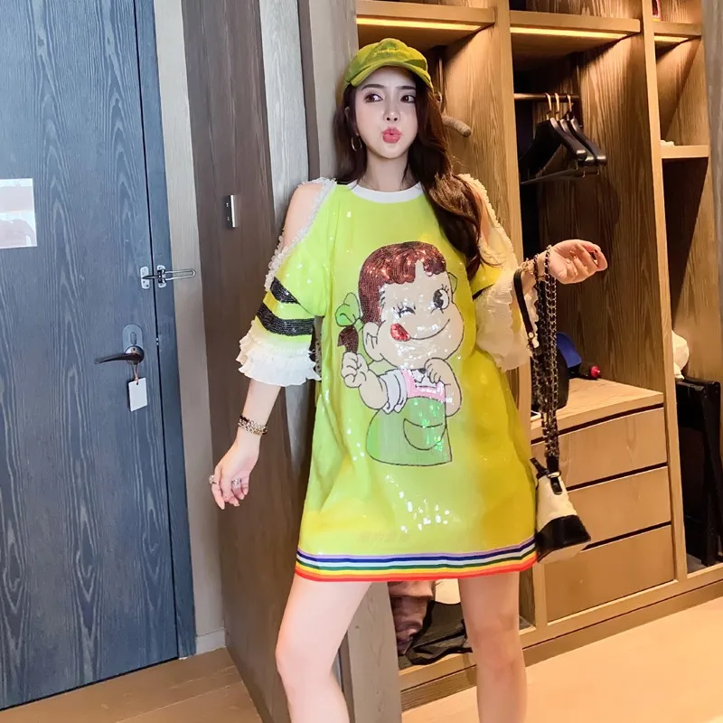 Летнее модное женское платье-футболка свободное платье без бретелек с