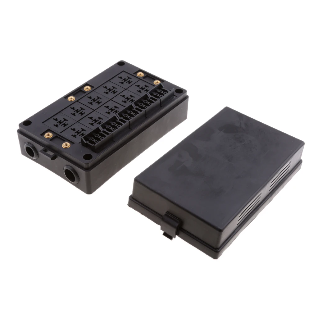 10 Way Car Relay Box 12V Fuse Box 15 Way Blade Fuse Holder For Automotive Marine With Termianls