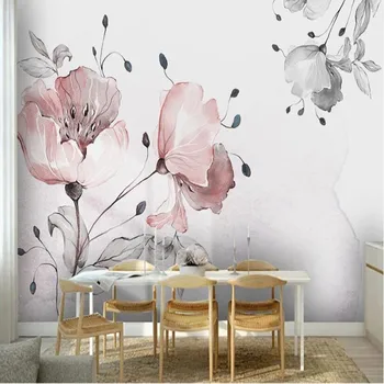 

milofi custom 3D hand painted watercolor flowers large background wallpaper mural