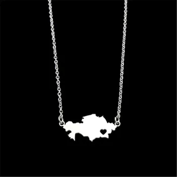 

New Fashion Stainless Steel Jewelry Simple Design Kazakhstan Map Necklace For Men Gifts