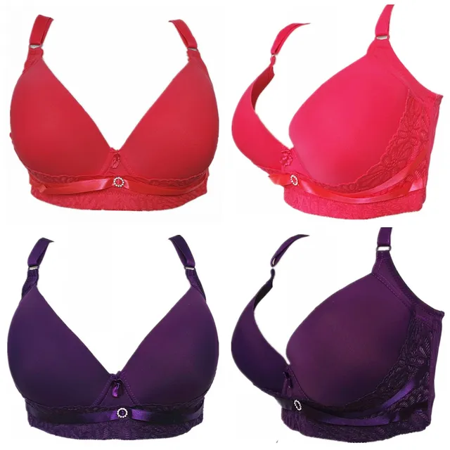 Women Comfortable T-Shirt Bra Plus size Underwired Padded thin Sexy Lace  Droplet Ribbon Big Cup Volumn Bras 38D-50DD H318