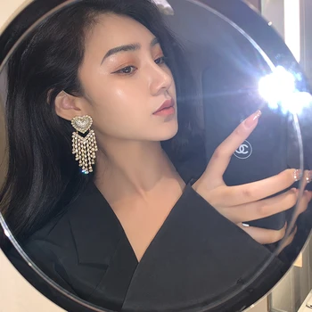 

Timeless Wonder Crystal Zirconia Star Heart Tassel Drop Earrings Women Jewelry Gothic Boho Top Runway Designer Rare Ins New 3543