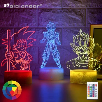 

Colorful creative gifts dragon ball super Isaiah god action figure goku 3D illusion desk lamp 7 color change night light gifts