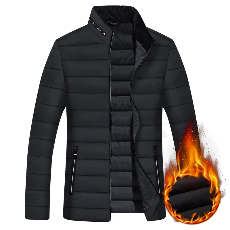 MANTLCONX горячая Распродажа, зимнее пальто для мужчин, Толстая Теплая мужская зимняя куртка, парка, подарок для отца, парка, пальто, Мужская одежда, уплотненная - Цвет: Черный