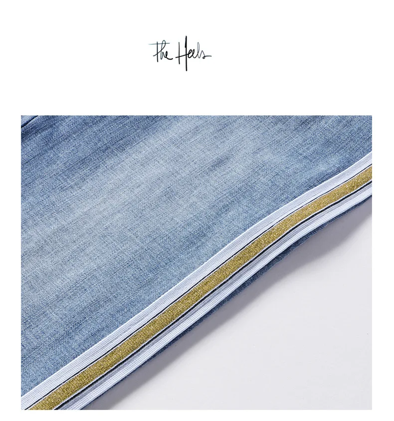 Лето корейский стиль высокая Талия Тонкий Модный повседневный Дикий прямой светло-синий женский девять брюки джинсы женские