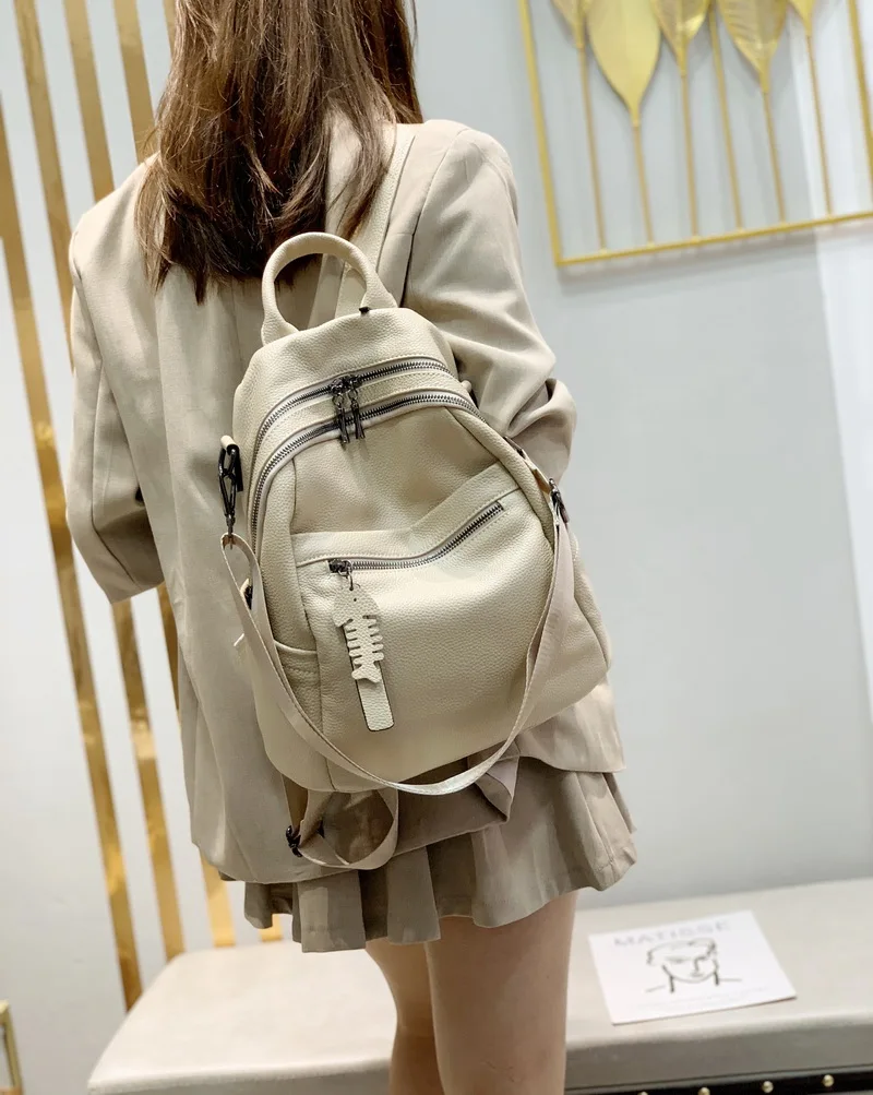 2022 NEW Top Quality Genuine Leather Shopping Women's Backpacks Lady Top Layer Cowhide Large Capacity School Book Backpack Bags