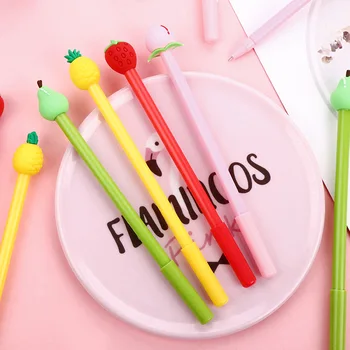 

48 pcs/lot Creative Fruit Gel Pen Cute 0.5mm black ink Neutral Pen School writing Supplies Promotional Gift