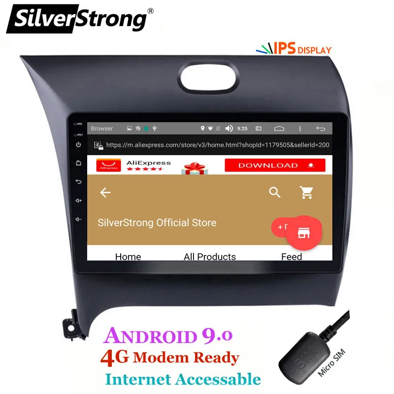 Clearance SilverStrong 2din Android9.0 Car GPS For Kia CERATO K3 FORTE 2013+ Left Driving with 4G modem Radio GPS WIFI 2