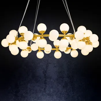 

wongshi Modern Gold 25/32/48/46Heads Magic Bean Glass G4 Pendant Lamp DNA Molecular Glass Ball Pendant Light Art Pendant Lamp