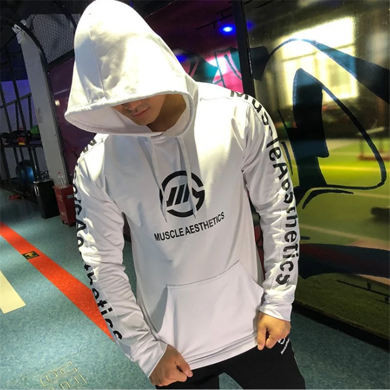 

2019 New Autumn Fitness Hoodies Brand Long sleeve Clothing Men Hoody pullover Casual Sweatshirt Muscle Mens Slim Hooded Tops