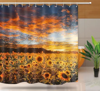 

MTMETY Sunflower Shower Curtain Print Bathroom Waterproof Polyester Bath Curtain Beach maple leaf Washable Bath Decor Curtains