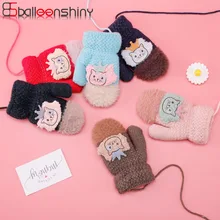 Balleenshiny/Детские перчатки зимний двухслойный бархатные рукавички с рисунком кота, детские перчатки для девочек и мальчиков, утепленные теплые носки
