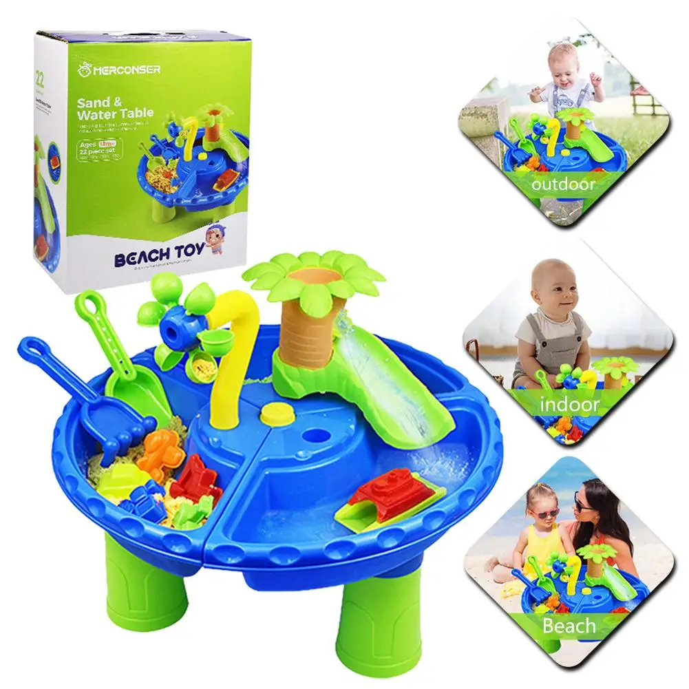 Beach Play Activity Table Kids Durable Innovative Sand And Water Table With Cover Educational Games Toy For Outdoor Indoor Beach Sand Toys Aliexpress