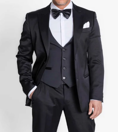 Bridalaffair черный формальный мужской костюм Slim Fit мужские s костюмы индивидуальный пошив смокинг для жениха блейзер для свадьбы Выпускной пиджак брюки с жилетом 3 шт