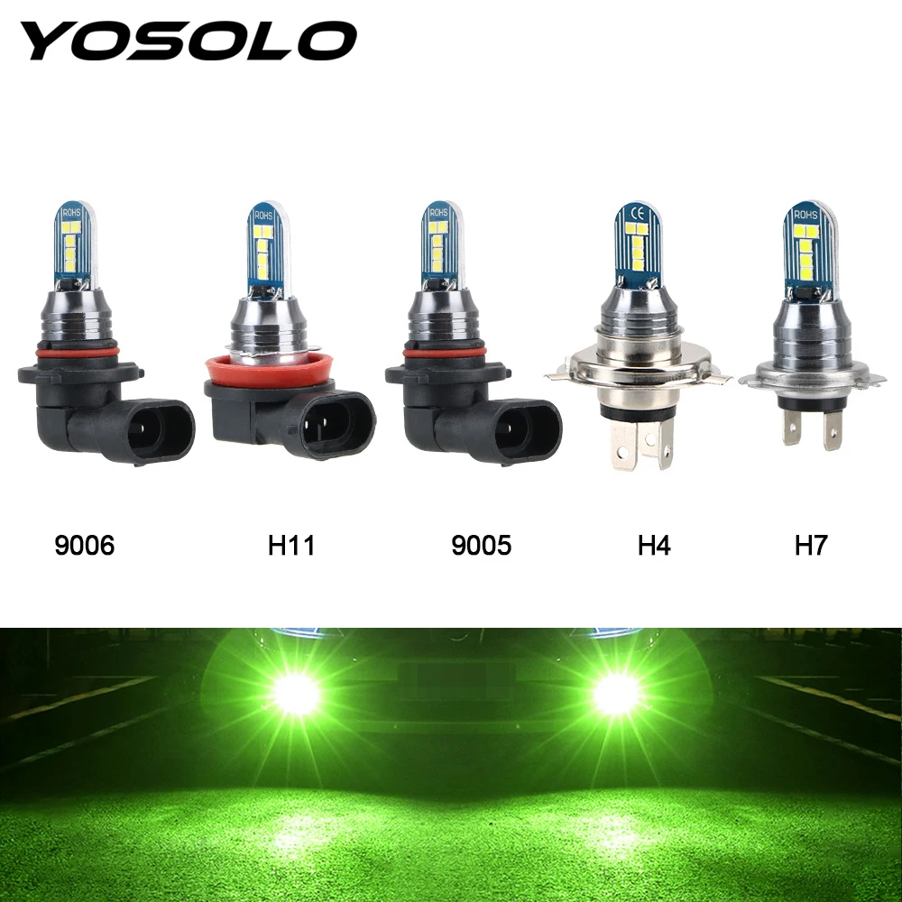 YOSOLO цельнокроеное платье противотуманных фар Белый Зеленый H8 H11 9005 9006 h4 h7 дневные
